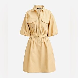 Puff-Sleeve Mini Dress in Cotton Poplin